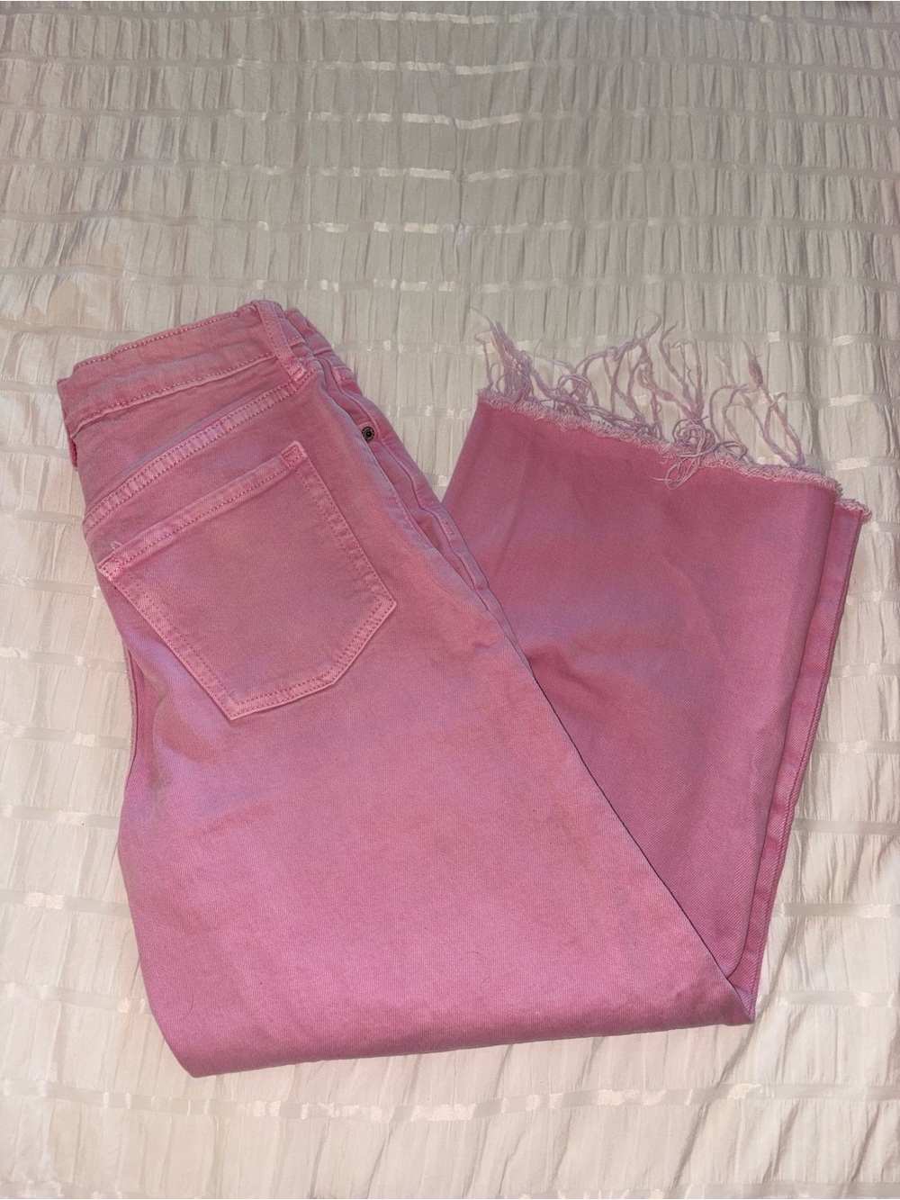 Women's old navy sky-hi wide leg Pink Frayed Hem Jeans
